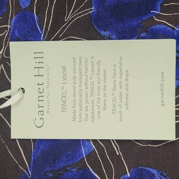 NWT Garnet Hill Blue Brown Patterned Midi Tie Waist Dress Size Small - Picture 8 of 11